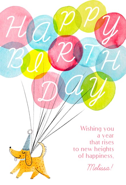 Going Up Pup - Birthday Card