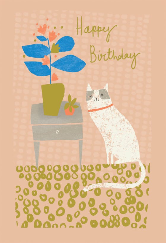 Grinning gato - happy birthday card