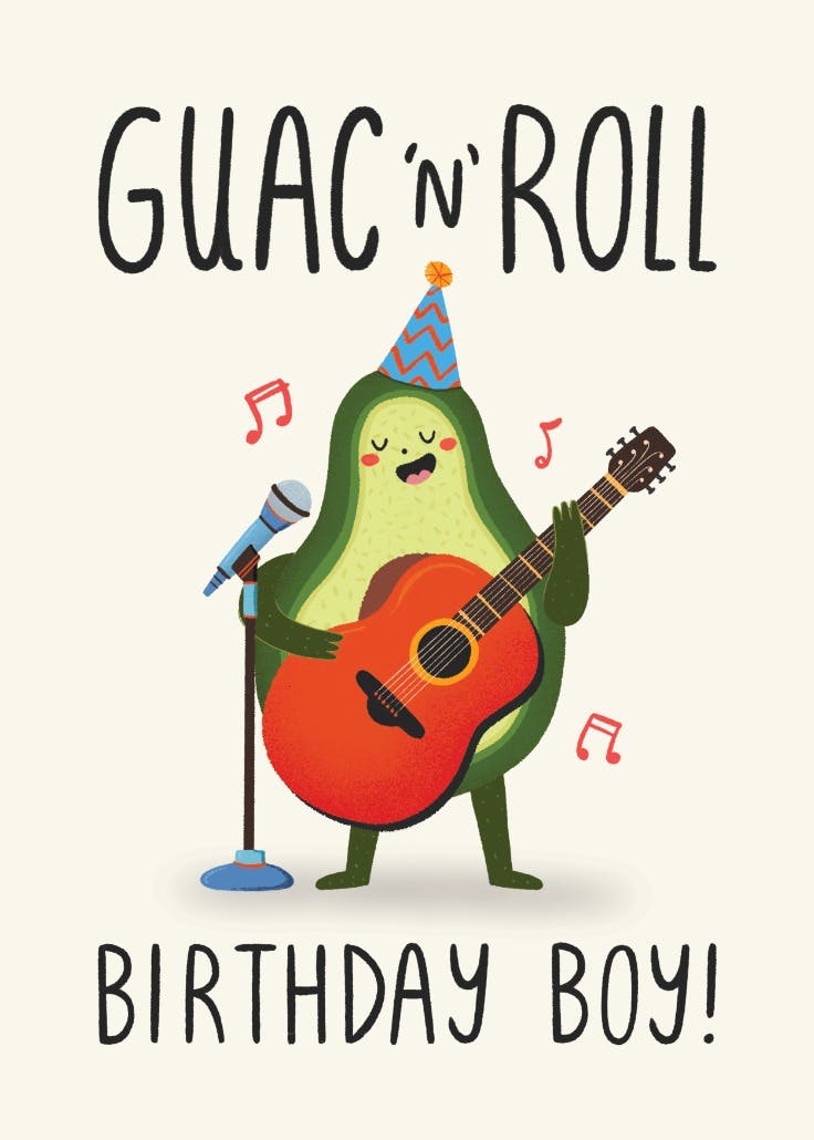 Guac n roll - tarjeta de cumpleaños