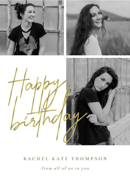 Handwritten with gold - birthday card