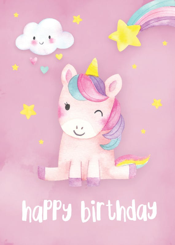 Happiest unicorn -  free birthday card