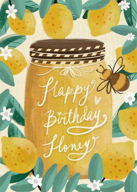 Happy birthday honey -  tarjeta de cumpleaños gratis