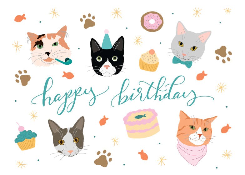 Happy cats - happy birthday card