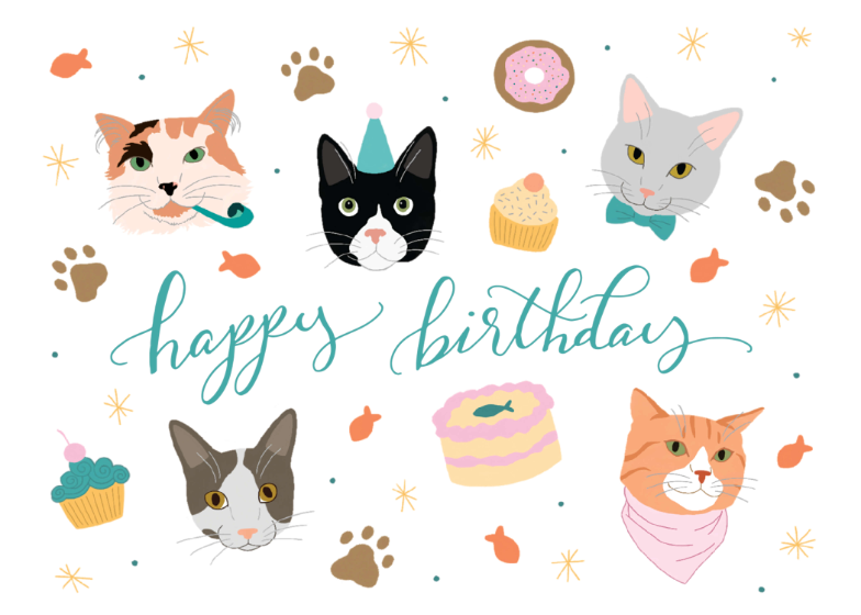 Cat Birthday Cards Free Printable - Printable Templates Free