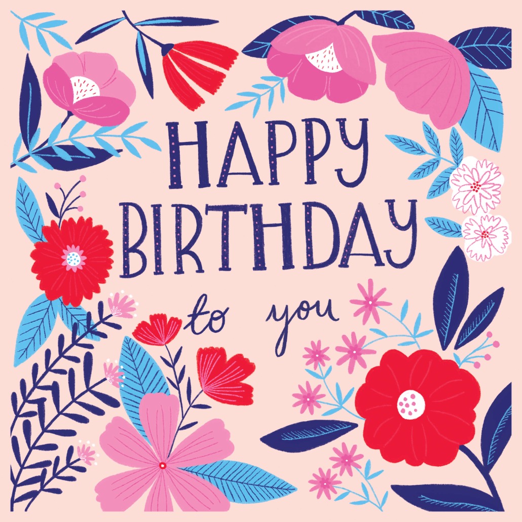 Happy florals - Birthday Card | Greetings Island