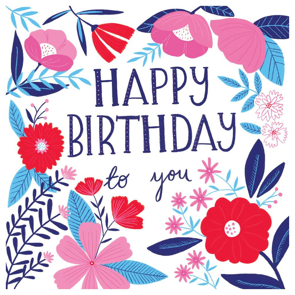 Happy florals -  tarjeta de cumpleaños gratis