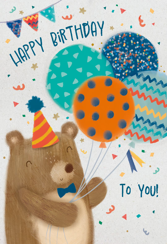 Happy Party Bear - Birthday Card (Free) | Greetings Island