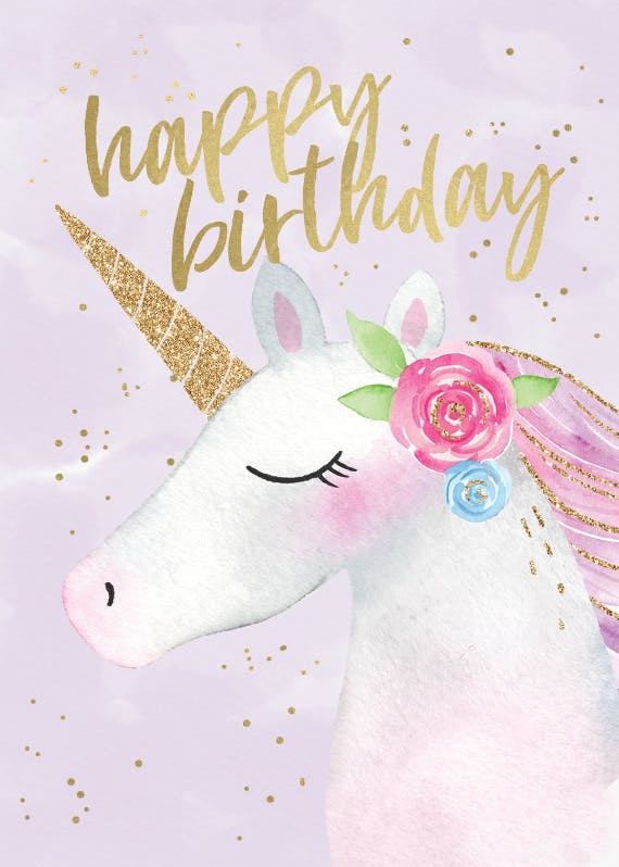 Happy unicorn - happy birthday card