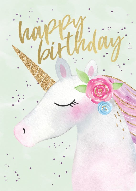 Happy unicorn -  tarjeta para imprimir