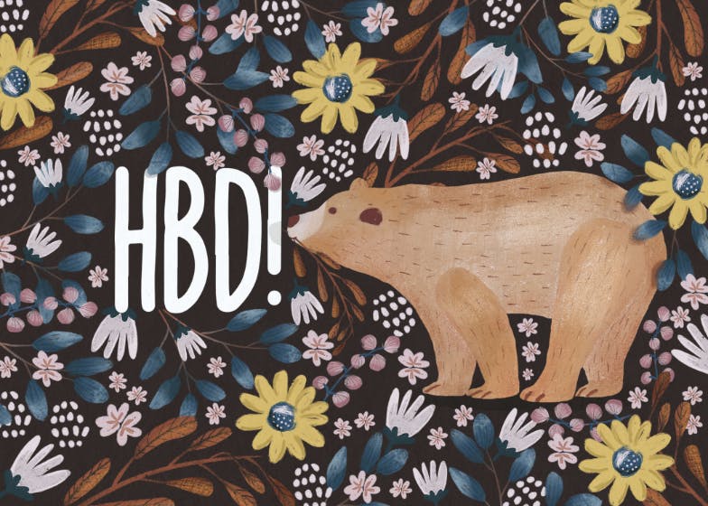 Hbd bear -  tarjeta de cumpleaños