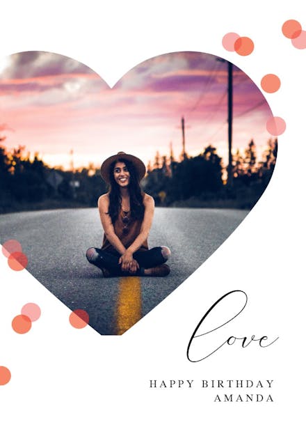 Heart & polka dots - birthday card