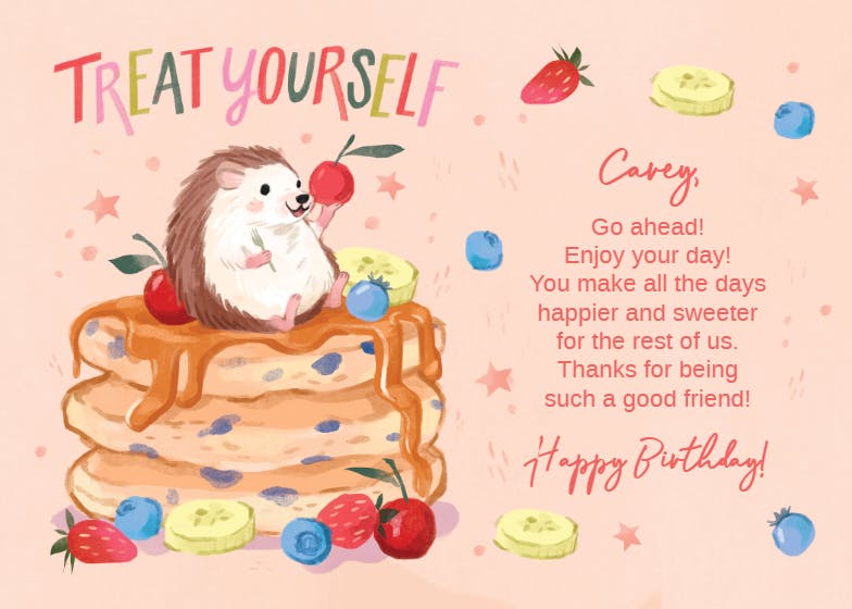 Hedgehog treat - birthday card