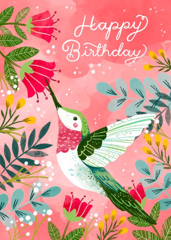 Humming bird day -  tarjeta de cumpleaños