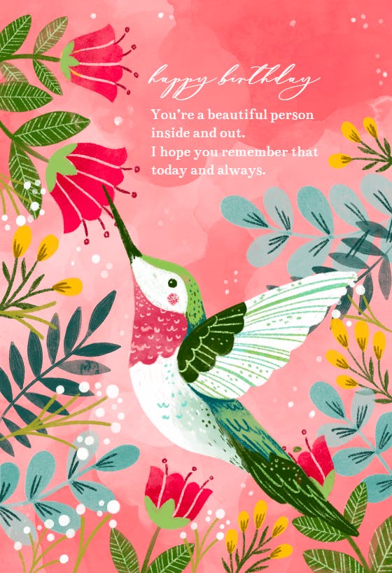 Hummingbird-ay -  free birthday card