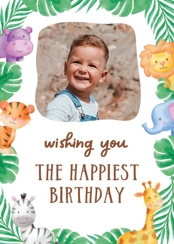 Jungle animal -  tarjeta de cumpleaños gratis