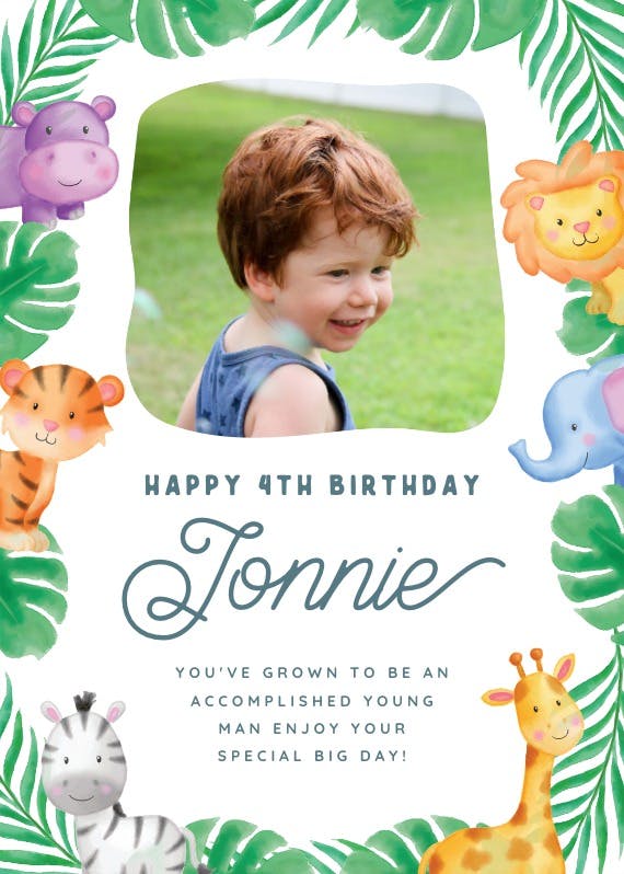 Jungle animals - happy birthday card