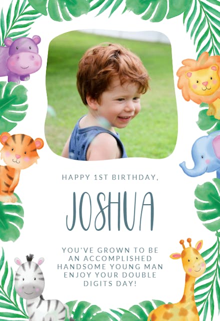 Jungle Animals - Birthday Card