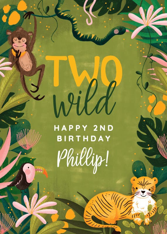 Jungle party - happy birthday card