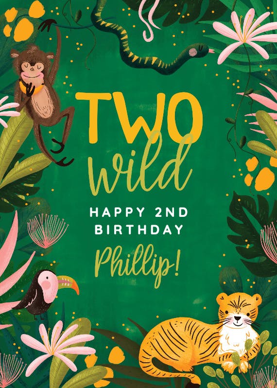 Jungle party -  tarjeta de cumpleaños gratis