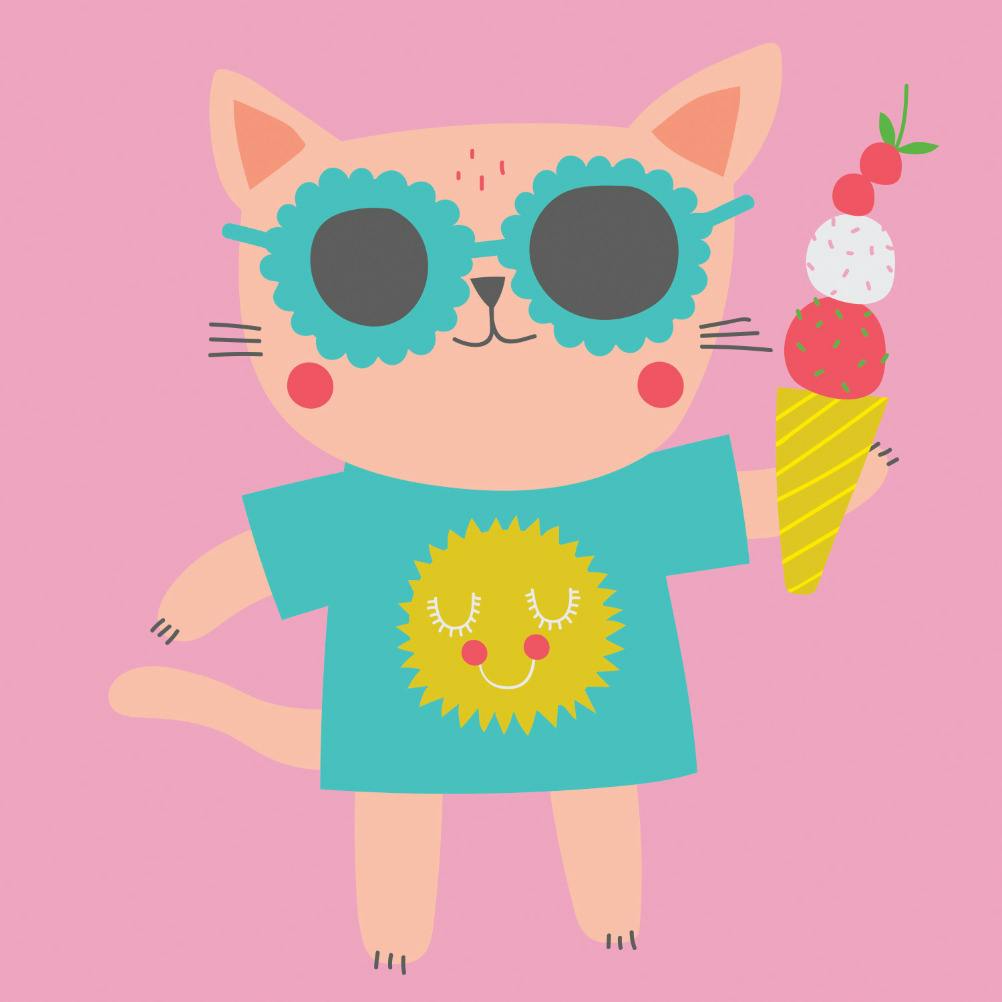 Kool cat - happy birthday card