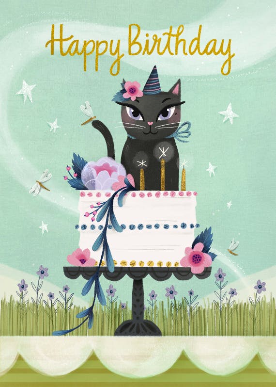 Lady cat - happy birthday card