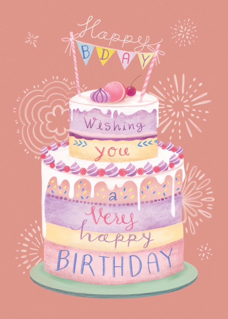 Layered happy cake - Birthday Card | Greetings Island