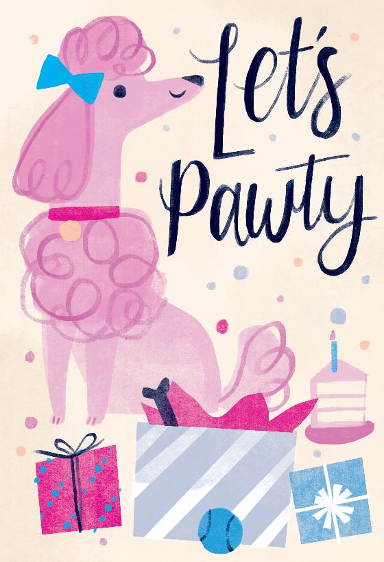 Let's pawty - tarjeta de cumpleaños
