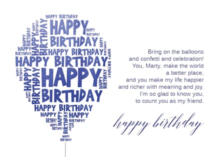 Lettered balloon - Birthday Card