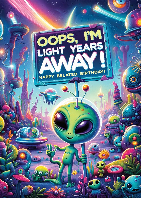 Light years away - birthday card
