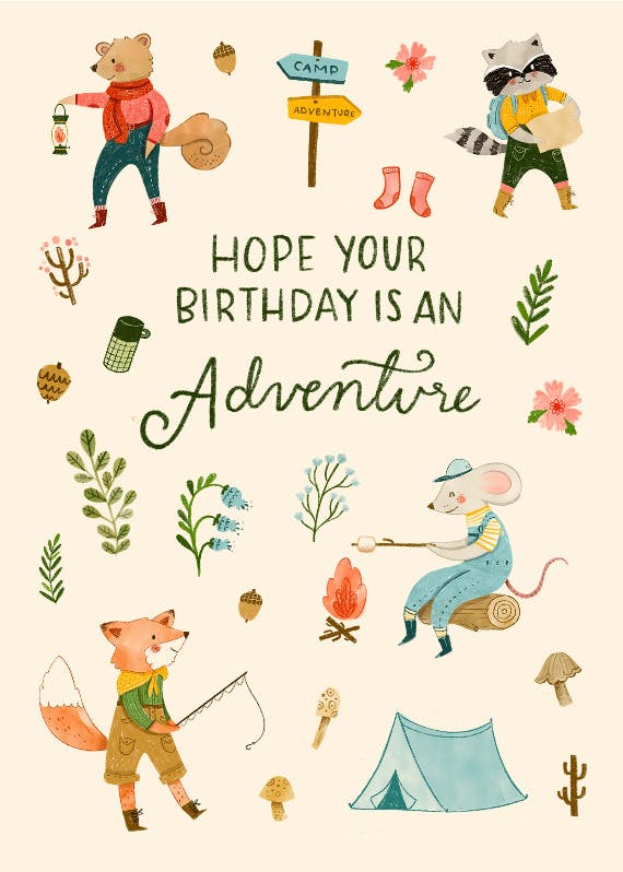 Little big adventure - happy birthday card