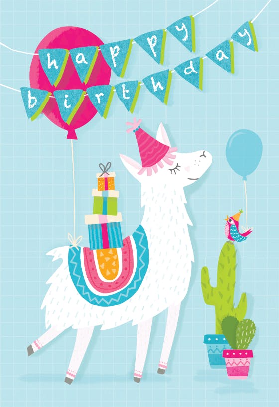 Llama drama - happy birthday card