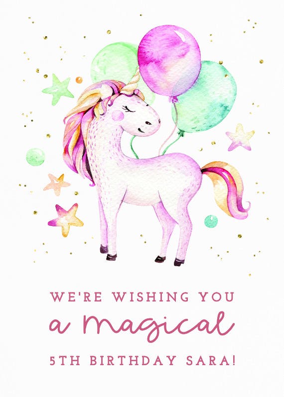 Loveable unicorn - happy birthday card