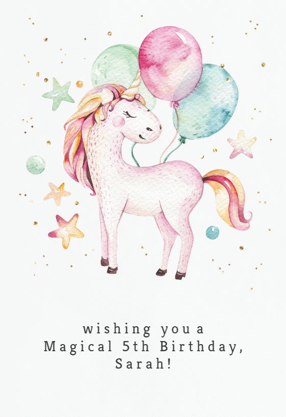 KIDS UNICORN BIRTHDAY CARDS PERSONALISED with any AGE RELATIONSHIP /& NAME