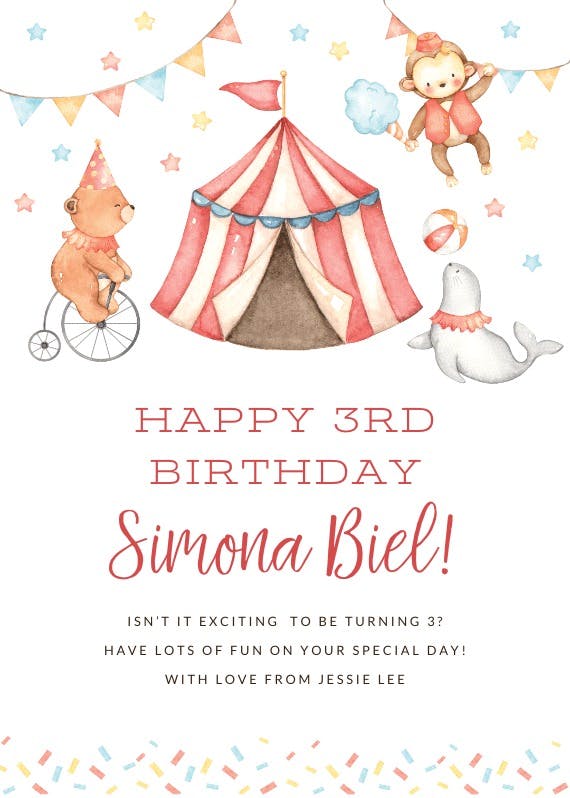 Lovely circus - happy birthday card