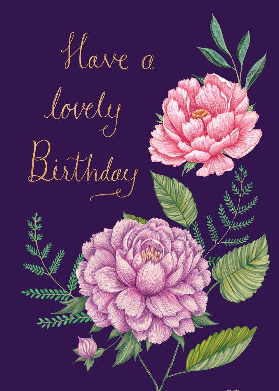 Lovely peonies -  tarjeta de cumpleaños gratis