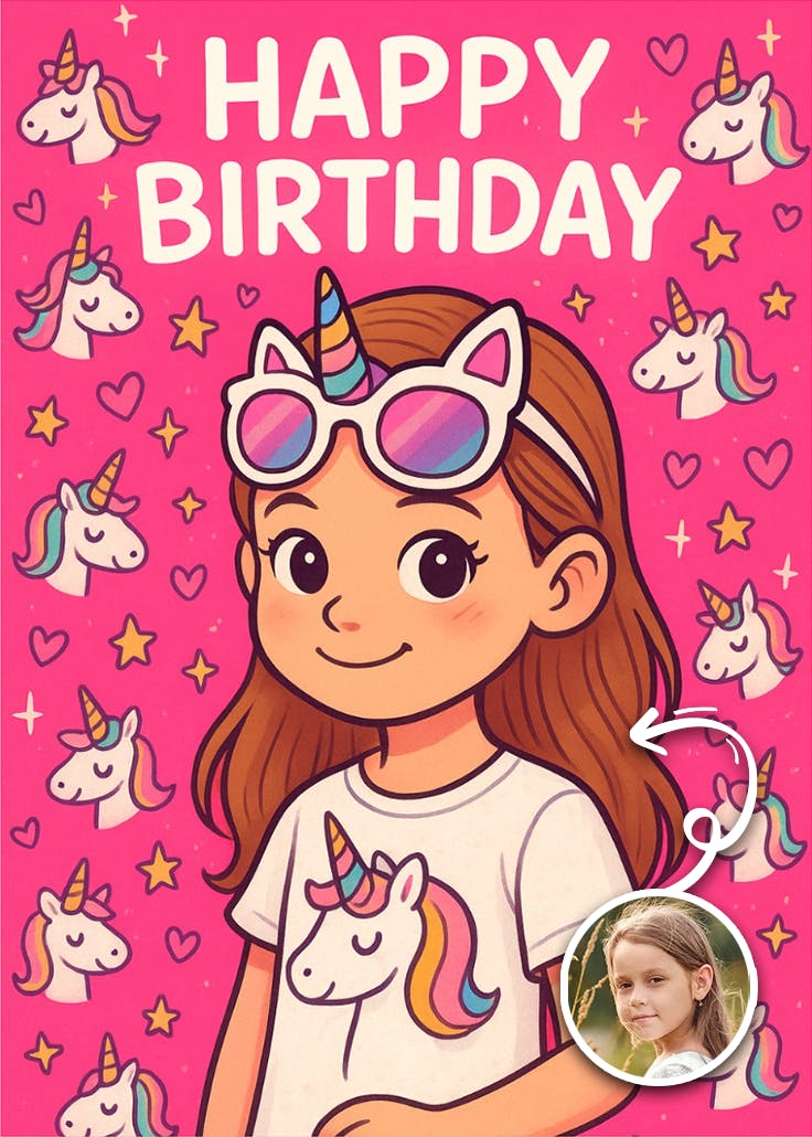 Magical unicorn - happy birthday card