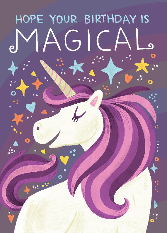 Magical unicorn joy - happy birthday card