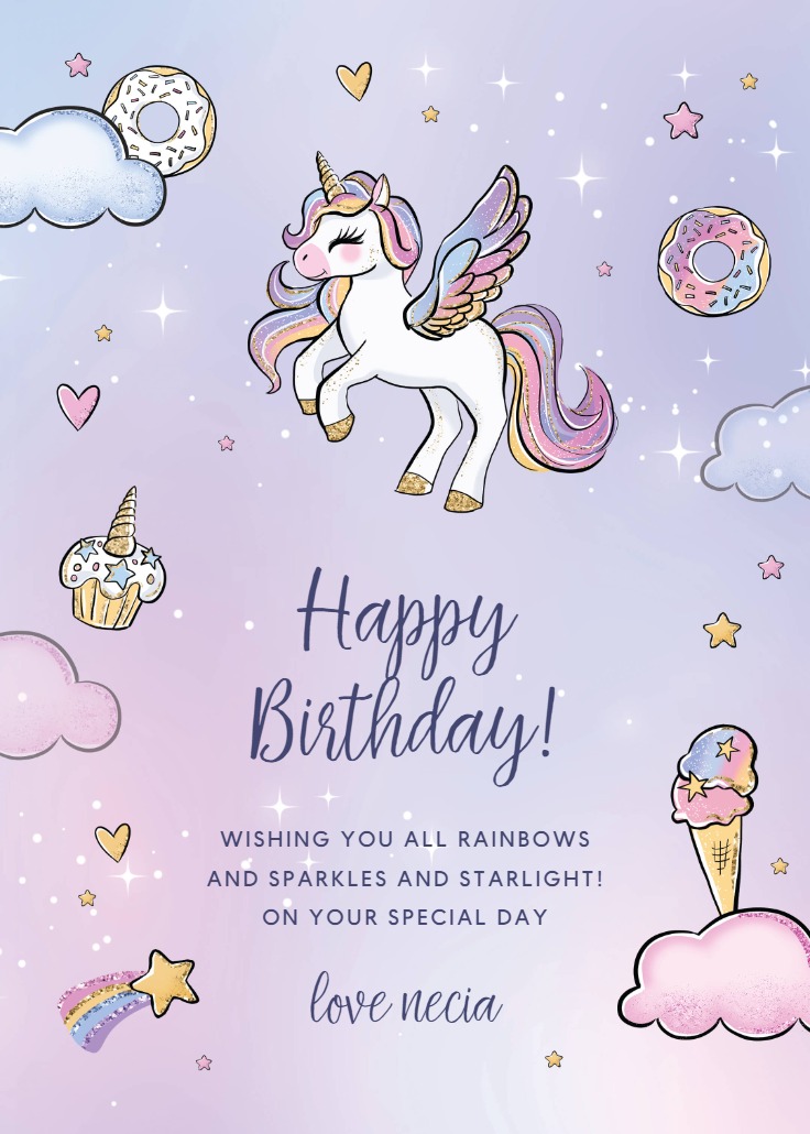 Magical unicorn party - Birthday Card | Greetings Island