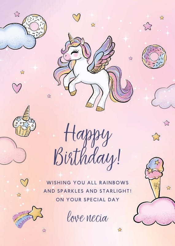 Magical unicorn party - birthday card
