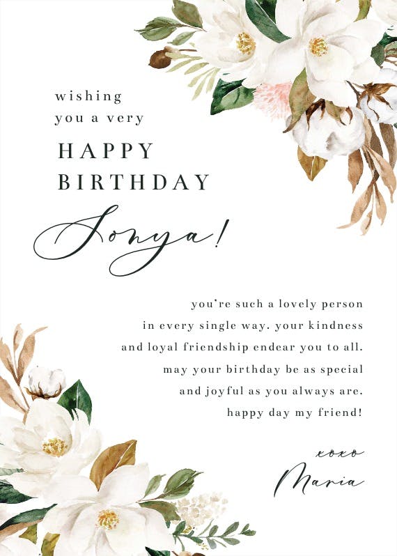 Magnolia wreath - happy birthday card