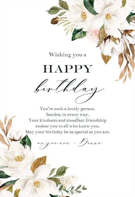 Magnolia wreath - Birthday Card