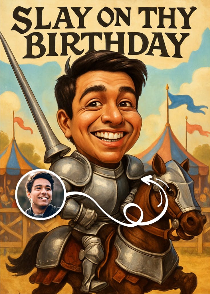 Medieval knight -  tarjeta de cumpleaños