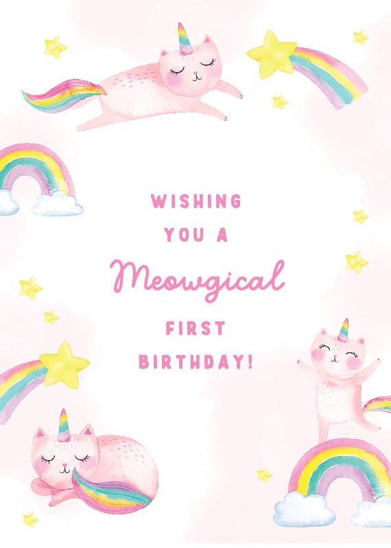 Meowogical wishes - happy birthday card