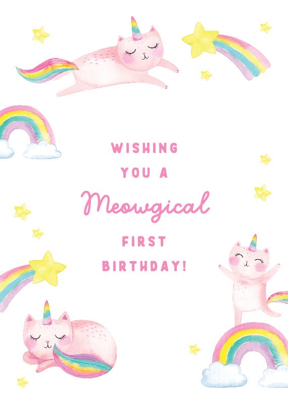 Meowogical wishes -  tarjeta de cumpleaños gratis