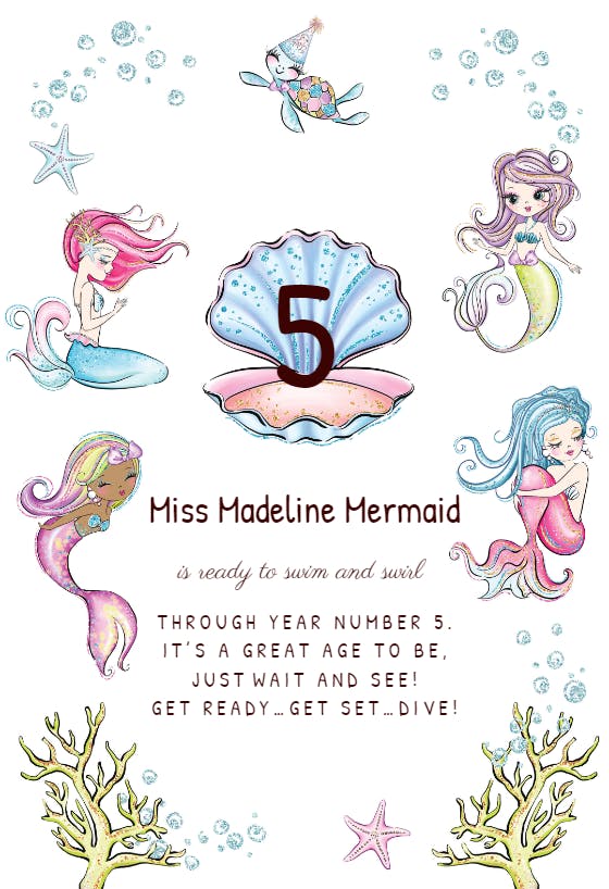 Mermaiden - happy birthday card