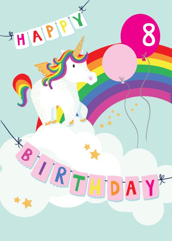 Merry unicorn -  free birthday card