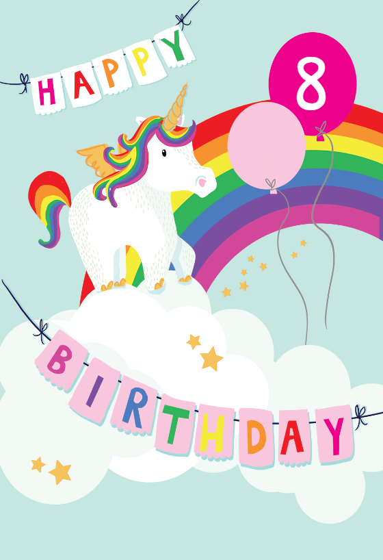 merry unicorn birthday card greetings island