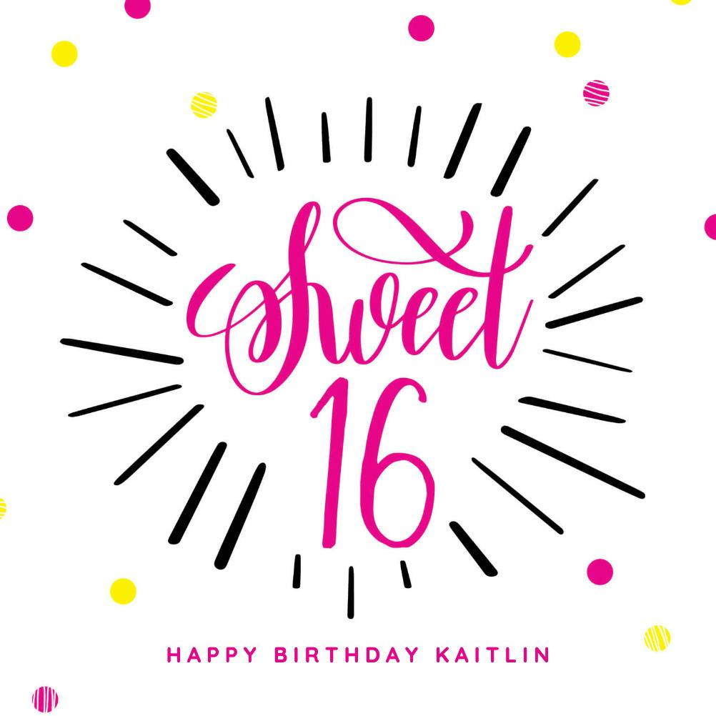 Modern sweet 16 - tarjeta de cumpleaños