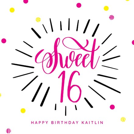 Modern sweet 16 - birthday card