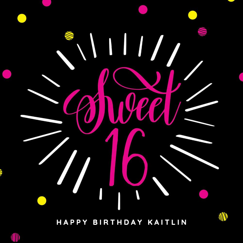 Modern sweet 16 -  tarjeta de cumpleaños gratis
